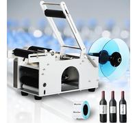 XCSCUK Machine d'étiquetage de Bouteilles Ronde Semi-Automatique, Machine d'étiquetage de Bouteilles de Bureau, pour 15-120 mm