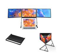 XCSCUK Rallonge de moniteur à trois écrans, moniteur portable FHD léger de 15,6 pouces, écran 1080p FHD IPS, HDMI/USB-C Pulg N Play, pour bureau
