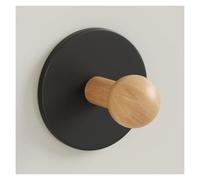 XCSDEW Crochets En Bois Massif, Base Ronde Acier Au Carbone, Adhésifs Muraux, Montage Par Ventouse, Adaptés Aux Salons(Black,3-pack)