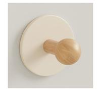 XCSDEW Crochets En Bois Massif, Base Ronde Acier Au Carbone, Adhésifs Muraux, Montage Par Ventouse, Adaptés Aux Salons(White,2-pack)