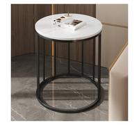 XCSDEW Table De Chevet, Étagère Rangement Ouverte, Cadre en Acier, Plateau Rond Pierre, Convient Au Coin du Canapé La Chambre(Color3)