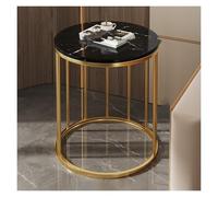 XCSDEW Table De Chevet, Étagère Rangement Ouverte, Cadre en Acier, Plateau Rond Pierre, Convient Au Coin du Canapé La Chambre(Color2)