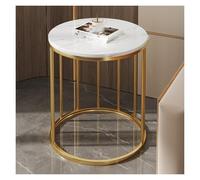 XCSDEW Table De Chevet, Étagère Rangement Ouverte, Cadre en Acier, Plateau Rond Pierre, Convient Au Coin du Canapé La Chambre(Color1)