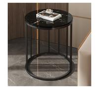 XCSDEW Table De Chevet, Étagère Rangement Ouverte, Cadre en Acier, Plateau Rond Pierre, Convient Au Coin du Canapé La Chambre(Color4)