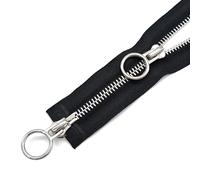 XCSJ #5 Fermetures éclair Métal Double Curseur Séparable Fermeture Éclair Métallique Noir Zipper Glissière Fermeture Éclair à Double Sens Fermetures à Glissière Pour Couture, Jackets (noir, 80 cm)