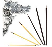 XCSJ 6 Pcs Pinceau De Calligraphie Chinoise Kanji Japonais Sumi, Pointe Fine, pour Peintures Détaillées,Écrire, Dessin, Encre Japonaise Sumi Brush Fin Kanji pour Débutant, Étudiants (A)