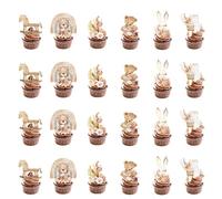 XCSJ Décoration de cupcake en forme d'ours, mignonne pour fête prénatale, baptême, fête prénatale, décoration de gâteau pour garçon, fille, révélation de genre, baptême, anniversaire (beige)