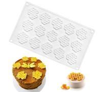XCSJ Moule Forme De Silicone En Nid d'Abeille 15 Cavités 3D Silicone Moule à Gâteau Mousse Moule a Entremet Moule à Fondant Abeille Moule Pour Chocolat, Biscuits, Décoration De Gâteau (blanc)