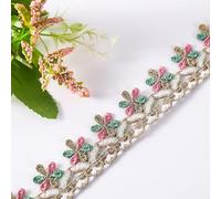 XCSJ Ruban en dentelle vintage - Broderie florale - 2,7 cm de large - Pour décorer rideaux, canapés, nappes, robes de mariée, vêtements (doré rétro)