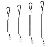 XCSJ Spirale Porte-Clés, 4 Rétractable Taille, Élastique De Pêche Longes, Porte-Clés Avec Mousqueton Pour La Pêche, La Navigation De Plaisance, Camping, Capacité De Charge Maximale 10 Kg (noir)