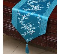 XCSLH Chemin De Table,Chemin De Table De Brocart De Broderie De Prune Bleu Ciel De Style Chinois Chemin De Table Moderne pour La Fête De Mariage Décor De Noël Nappe D'Hôtel Nappe D'Hôtel, 33Cmx200Cm