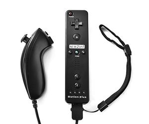 XCSOURCE 2 en 1 Manette Nunchuck et Télécommande avec Wii Motion Plus intégré pour Nintendo Wii et Wii U, Noir AC618