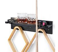 XCSOURCE Support mural pour queues de billard, support à griffes pour 4 queues de billard, support de bâton de billard avec porte-balles et porte-boisson, support de rangement pour queues de billard,