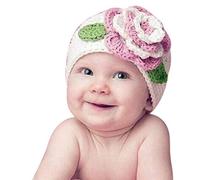 Xcsskg Bonnet Chapeaux bébé infantile Fleur Laine à tricoter Bonnet en crochet tricotage pour bébé fille Bonnet chaud Printemps Automne Accessoires bébé 3-12 mois