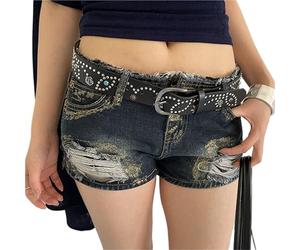 XCTDSVAH Ceinture Skater À Rivets Ceinture à rivets en strass avec une sensation de rupture, décoration bouton alliage zinc, version large la taille du jean