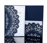XCTDSVAH Faire Part de Mariage Carte d'invitation de mariage découpée au Laser, carte vœux d'affaires en dentelle à trois volets, décoration faveur fête, fiançailles, 10 pièces(Dark Cover Insert)