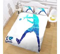 XCWDC Housse de Couette 220x240, Tennis Bleu Thème Parure de Lit 2 Personnes Imprimée 3D Microfibre, 2 Taies d'oreiller 65x65 cm avec Fermeture éclair