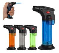 XCWTBL Lot de 4 briquets à gaz butane réglables et coupe-vent rechargeables (gaz butane non inclus)