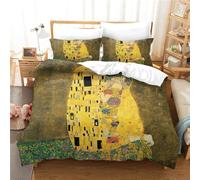 XCWYF Housse de Couette 220x240 cm Le Baiser de Klimt Parure de Lit 2 Personnes avec Fermeture Éclair - Housse Couette en Microfibre avec 2 Taie d'oreiller 65x65 cm