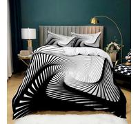 XCWYF Housse de Couette géométrie Solide Noir et Blanc 240x260 cm Ensemble Literie Tissus Doux et hypoallergéniques, Parure de lit Microfibre et 2 taies d'oreiller 65x65 cm