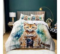XCWYF Housse de Couette Guépard de Dessin animé 140x200 cm Couvre Lit 1 Personnes Imprimé Parure De Lit en Microfibre Adulte avec 2 Taie d'oreiller 65x65