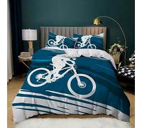 XCWYF Housse de Couette modèle de vélo 140x200 cm Parure de Lit avec Fermeture Éclair, Parure Housse Couette 1 Personnes Microfibre avec 2 Taie d'oreiller 65x65 cm