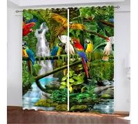 XCWYF Rideau Occultant Oiseau Plante Tropicale 2X B140x H245 cm 3D Rideaux Salon Moderne Thermique Isolant Anti Froid Polyester 2 Pièces Rideaux, pour Chambre Cuisine Décoration