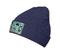 Xcwzbls Border Collie Bonnet tricoté pour homme et femme Motif floral Taille unique, bleu marine, taille unique