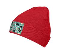Xcwzbls Border Collie Bonnet tricoté pour homme et femme Motif floral Taille unique, Rouge, taille unique