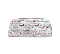 Xcwzbls Grande capacité - Trousse à crayons en cuir avec fermeture éclair en trois dimensions - Inscription Love You Words with Hearts - Fournitures de bureau, doré, Taille unique, Organiseur de sac