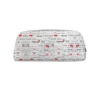 Xcwzbls Grande capacité - Trousse à crayons en cuir avec fermeture éclair en trois dimensions - Inscription Love You Words with Hearts - Fournitures de bureau, Argenté., Taille unique, Organiseur de