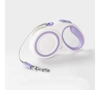 XCXQ Laisse rétractable pour chien/chat de petite et moyenne taille pesant jusqu'à 20 kg, bande en nylon réfléchissante solide, anti-nœuds, frein à une main, blanc/violet (taille S)