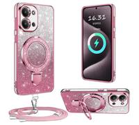 XCYYOO Coque avec Cordon pour Xiaomi Redmi 15C 4G (EU avec Support,Protection Transparente Crystal Glitter Sequins Silicone avec Collier Antichoc Étui pour Redmi 15C 4G (EU Housse,Rose