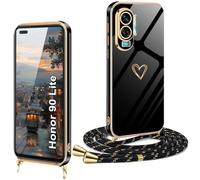 XCYYOO Coque pour Honor 90 Lite avec Cordon, Housse Honor 90 Lite avec Collier Antichoc Étui Silicone avec Motif Coeur d'amour Mignon Lanyard Case Réglable Téléphone Portable Honor 90 Lite Cover