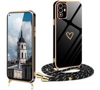XCYYOO Coque pour Oppo A94 5G AVCE Cordo Antichoc Housse pour Oppo A94 5G Silicone avec Motif Coeur d'amour Mignon Lanyard Case Réglable Téléphone Portable Cover Oppo A94 5G Coque avec Collier