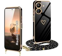XCYYOO Coque pour Redmi 13C 4G avec Cordon Antichoc Housse Redmi 13C 4G Silicone avec Motif Coeur d'amour Mignon Coque avec Collier Lanyard Case Réglable Téléphone Portable Cover