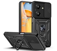 XCYYOO Coque pour Redmi 13C 4G avec Magnétique avec Support, Housse Redmi 13C 4G Antichoc Cache Caméra Coulissante, Étui Protection Cover Voiture Magnétique avec Ring Stand Redmi 13C 4G Case