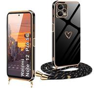 XCYYOO Coque pour Redmi Note 12 Pro 5G avec Cordon, Housse Redmi Note 12 Pro 5G avec Collier Antichoc Étui Silicone avec Motif Coeur d'amour Mignon Lanyard Case Réglable Téléphone Portable Cover