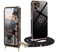 XCYYOO Coque pour Redmi Note 12 Pro Plus avec Cordon,Housse Redmi Note 12 Pro Plus avec Collier Antichoc Étui Silicone avec Motif Coeur d'amour Mignon Lanyard Case Réglable Téléphone Portable Cover
