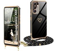 XCYYOO Coque pour Samsung Galaxy A55 avec Cordon Antichoc Housse Samsung Galaxy A55 Silicone avec Motif Coeur d'amour Mignon Lanyard Case Téléphone Portable Cover Samsung Galaxy A55 Case avec Collier