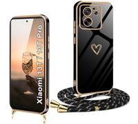 XCYYOO Coque Xiaomi 13T/ 13T Pro AVCE Cordon Antichoc Étui Housse Silicone Coque avec Collier avec Motif Coeur d'amour Mignon Lanyard Case Réglable Téléphone Portable Case Cover