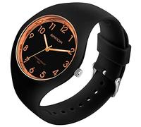 XCZAP Montre étanche de sport de quartz électronique de bracelet de silicone de dames de série de gelée, Rose noire.