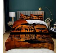 xczxc literie Parure de 3 pièces Girafe Africaine 220 x 240 cm 3D Microfibre Housse Couette avec Fermeture, Ensemble de Literie avec 2 Taies d'oreiller