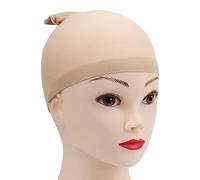 XCZYN 12 pièces bonnets de perruque en Nylon extensible casquette de perruque nue pour femme perruque avant en dentelle (Brun clair)