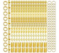 XCZYN Lot de 290 bijoux de cheveux dorés et argentés pour tresses, dreadlocks, décorations réglables en métal pour femmes et filles (doré, 290 pièces)