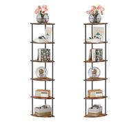XDAILUYYDS Bibliothèque d'angle Ouverte 6 Niveaux 30x30x154cm, Bois Brûlé
