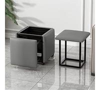 XDAWQP Canapé cube 5 en 1, pouf, tabouret et repose-pieds avec roulettes, multifonctionnel et empilable, couleur beige, gris petit