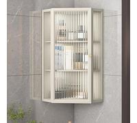 XDCXYD Armoire Murale d'angle 3/4 Couches Armoire De Rangement De Salle De Bain Triangulaire Simple avec Portes Et Étagères(Blanc,3 Layer)