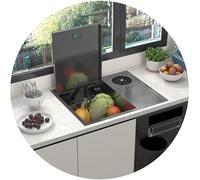 XDCXYD Évier De Bar Dissimulé Avec Lave-tasses Évier À Une Cuve En Acier Inoxydable Fait Main Pour Camping-car, Petit Appartement