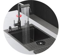 XDCXYD Évier De Bar Évier De Cuisine Dissimulé Avec Plaque De Recouvrement Robinet Extractible Bac À Légumes Avec Lave-tasses(62 * 40cm)